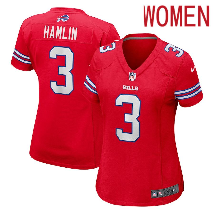 Women Buffalo Bills #3 Damar Hamlin Nike Red Player NFL Jersey->women nfl jersey->Women Jersey